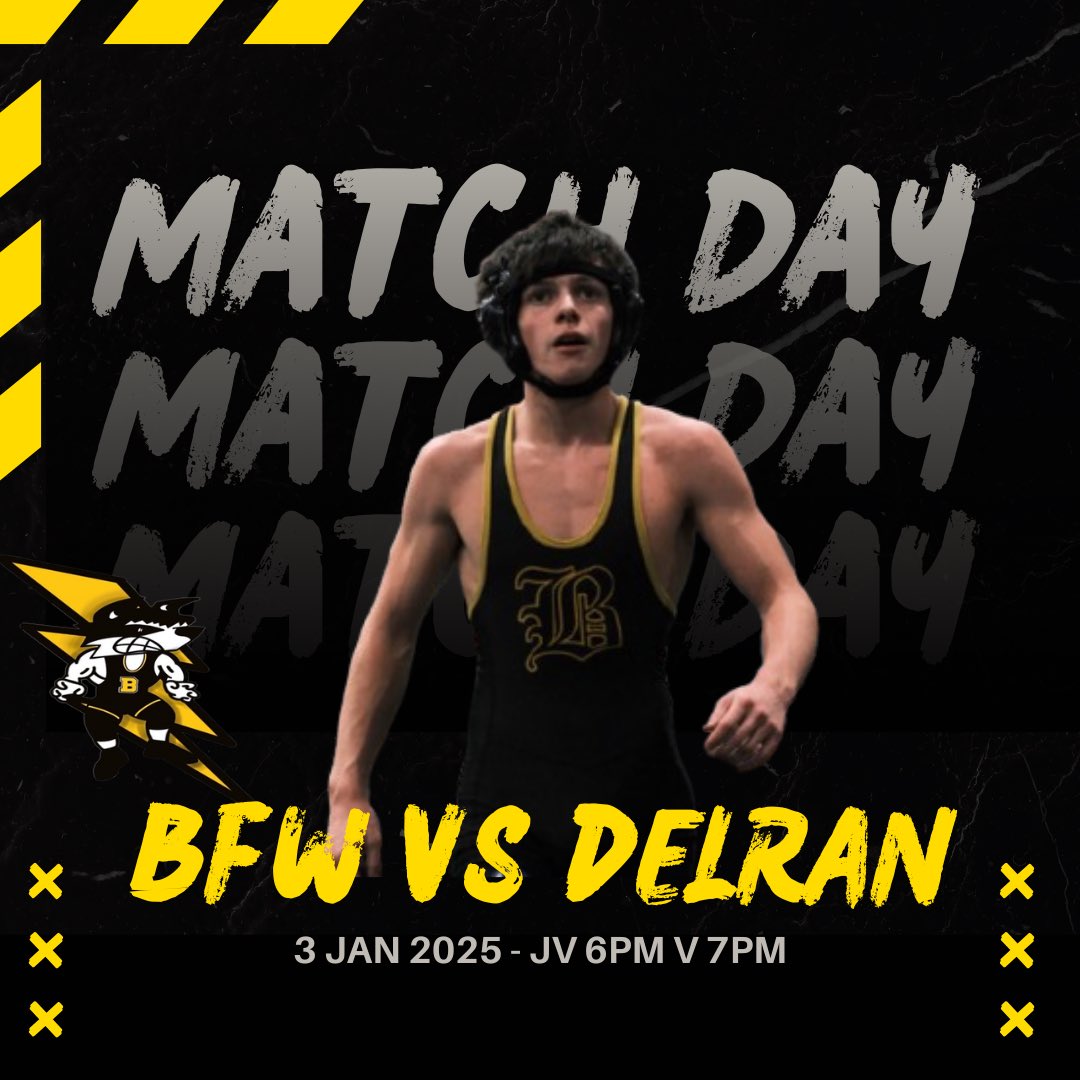 🚨MATCH DAY🚨

🤼 Delran
📍 Delran High School
⏰ JV 6 PM , Varsity 7 PM

#GetBetterEveryday!⚡️🐾