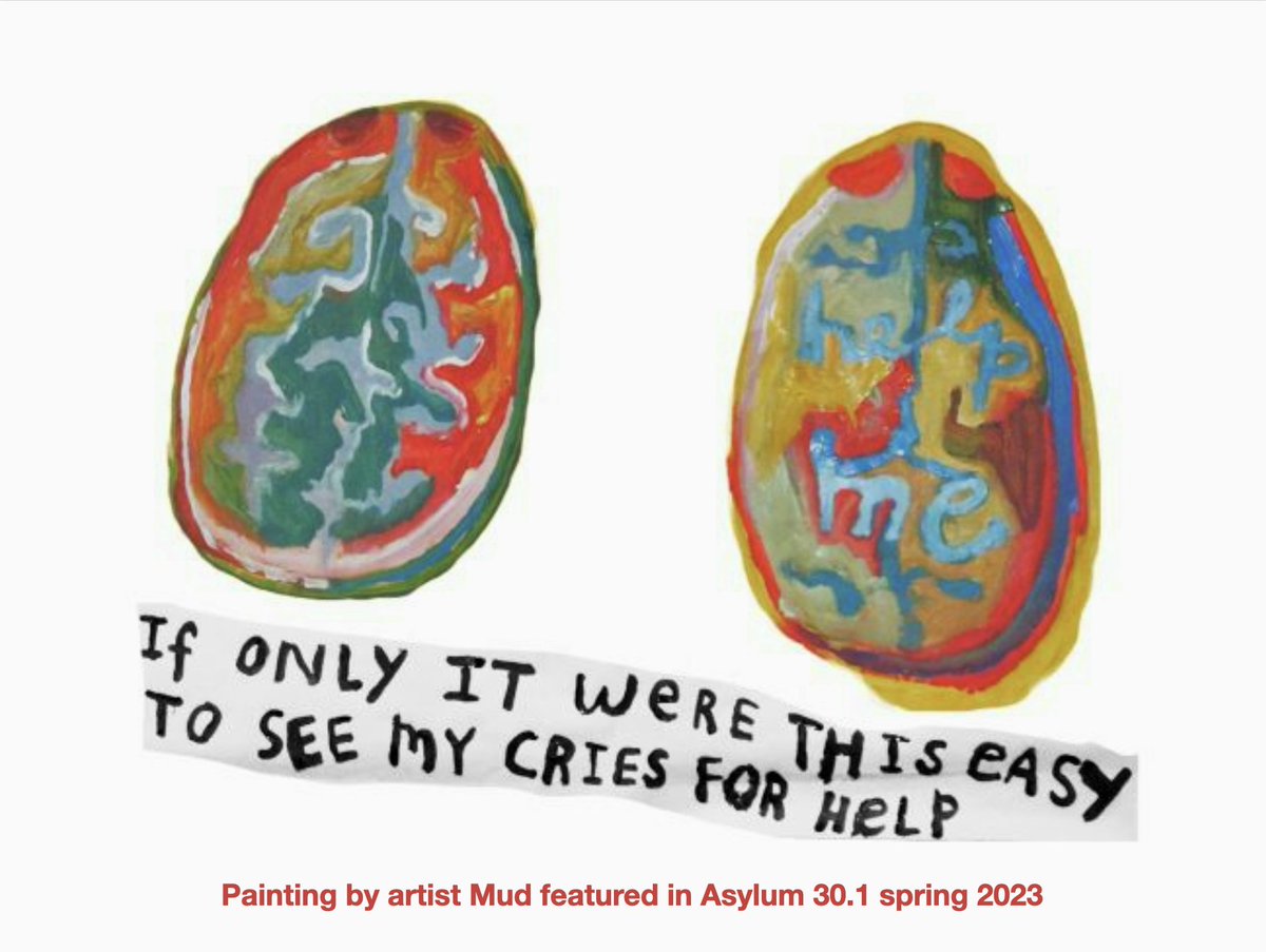 "The hospital doctor smirked as he changed my diagnosis from bipolar to borderline personality disorder – BPD. And with that, the validity of my madness was gone." from the article Too Much by  <a href="/iamzoekristin/">ZK</a>

Art by  <a href="/mud_the_kid/">mud</a>

asylummagazine.org/2023/03/too-mu…

#MentalInkness