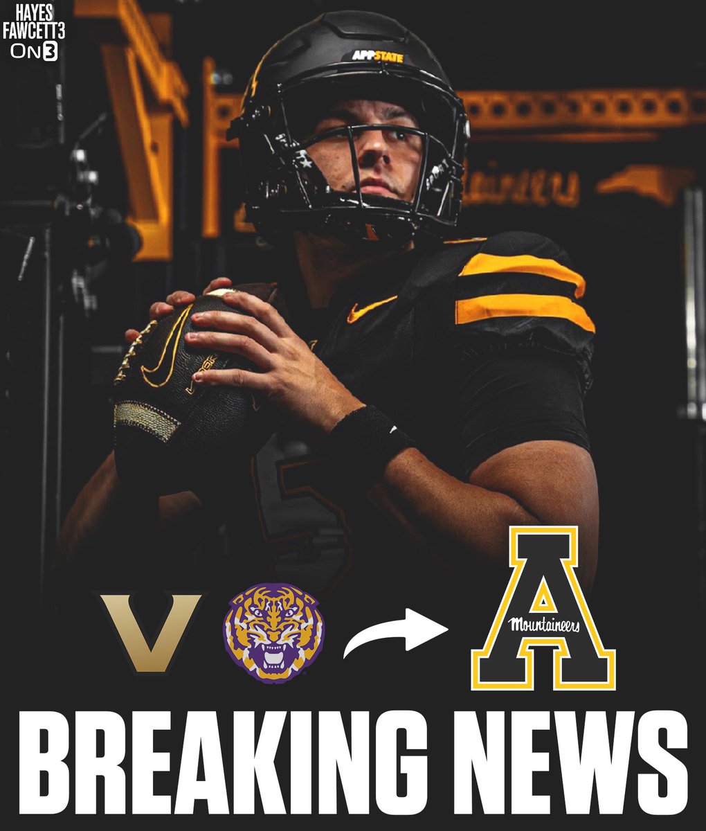 BREAKING: Former Vandy &amp; LSU QB AJ Swann has Committed to App State, he tells @on3sports

The 6’3 215 QB has totaled 2,741 Yards &amp; 22 TDs in his college career thus far

2 years of eligibility remaining  

on3.com/transfer-porta…