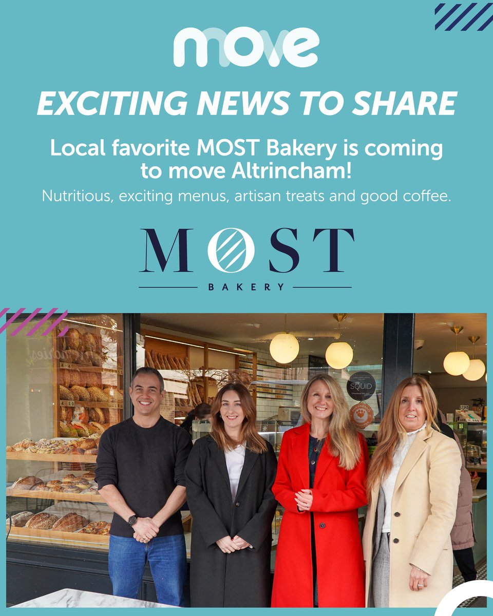 TraffordCouncil's tweet photo. MOST excellent news for move Altrincham.
🥐 Talk about 𝘳𝘢𝘪𝘴𝘪𝘯𝘨 your gym game - MOST Bakery has been chosen as the in-house café for move Altrincham, which is set to open in 2025.
Find out more: https://t.co/SKglbWPiT2
#TraffordMoving https://t.co/us483akAZq