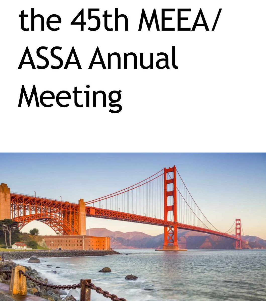 If you are attending #ASSA conference in San Francisco, please join our #MEEA sessions at Marriott Marquis. 
#EconTwitter #econtwitter