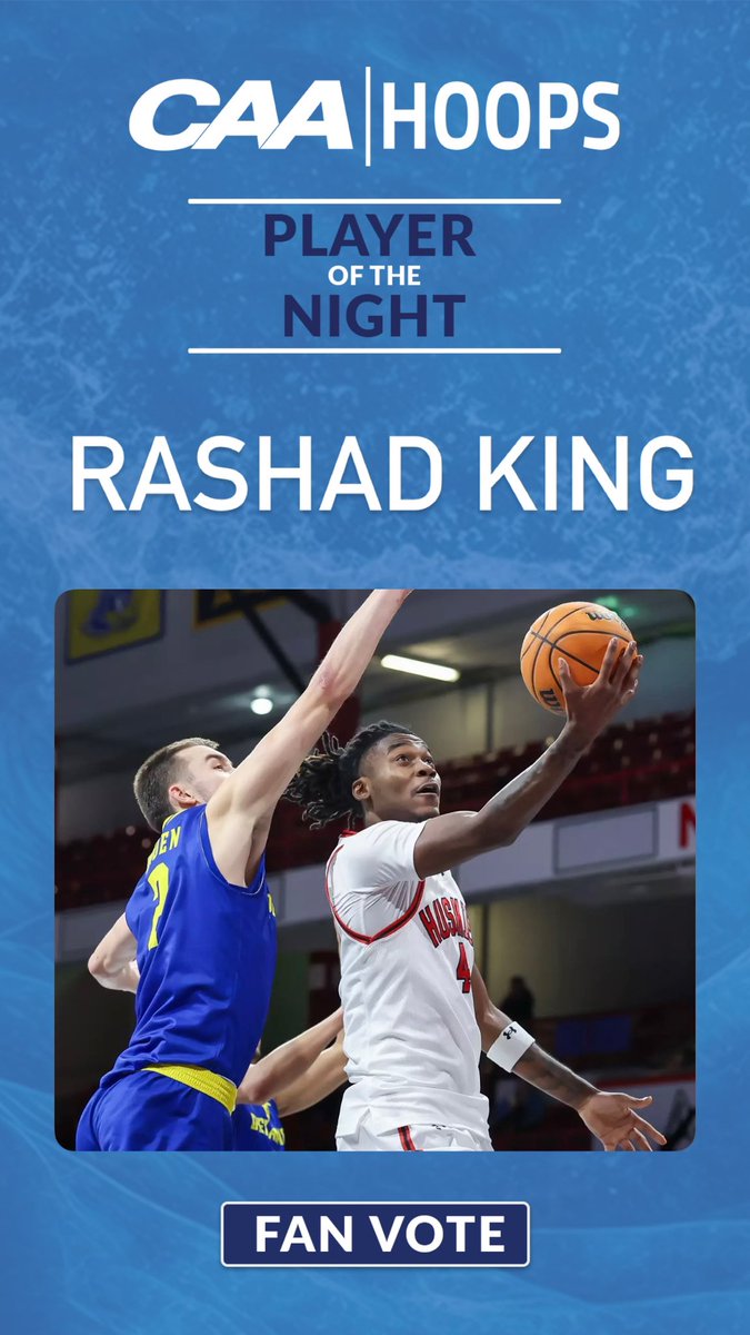 CAA Basketball (@caabasketball) on Twitter photo The Men’s #CAAHoops fans have spoken on the CAASports Instagram and our first Player of the Night goes to <a href="/GoNUmbasketball/">Northeastern Men’s Basketball</a>’s Rashad King after tying a career-high with 27 points, 8 rebounds, 3 steals, and 3 blocks The Men’s #CAAHoops fans have spoken on the CAASports Instagram and our first Player of the Night goes to <a href="/GoNUmbasketball/">Northeastern Men’s Basketball</a>’s Rashad King after tying a career-high with 27 points, 8 rebounds, 3 steals, and 3 blocks