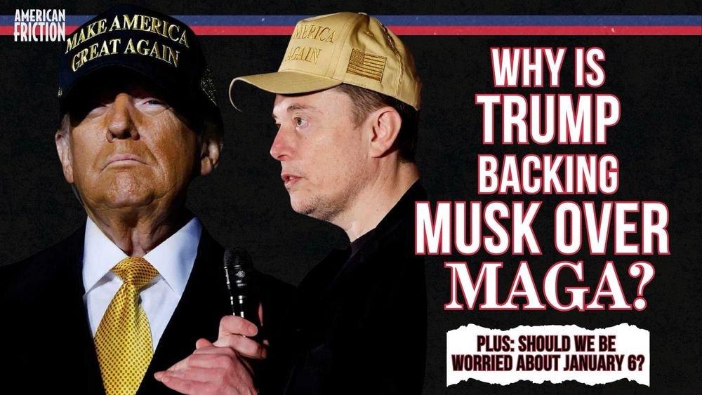 American Friction Podcast (@americanfric) on Twitter photo Why is Trump team Musk in the latest MAGA fallout? 🤔
<a href="/NikkiMcR/">follow @nikkimcr on bluesky :)</a>, <a href="/jacobjarv/">Jacob Dylan Jarvis</a> and <a href="/chrisjonesnews/">Chris Jones</a>
discuss in our first episode of 2025 ➡️ linktr.ee/americanfricti… Why is Trump team Musk in the latest MAGA fallout? 🤔
<a href="/NikkiMcR/">follow @nikkimcr on bluesky :)</a>, <a href="/jacobjarv/">Jacob Dylan Jarvis</a> and <a href="/chrisjonesnews/">Chris Jones</a>
discuss in our first episode of 2025 ➡️ linktr.ee/americanfricti…