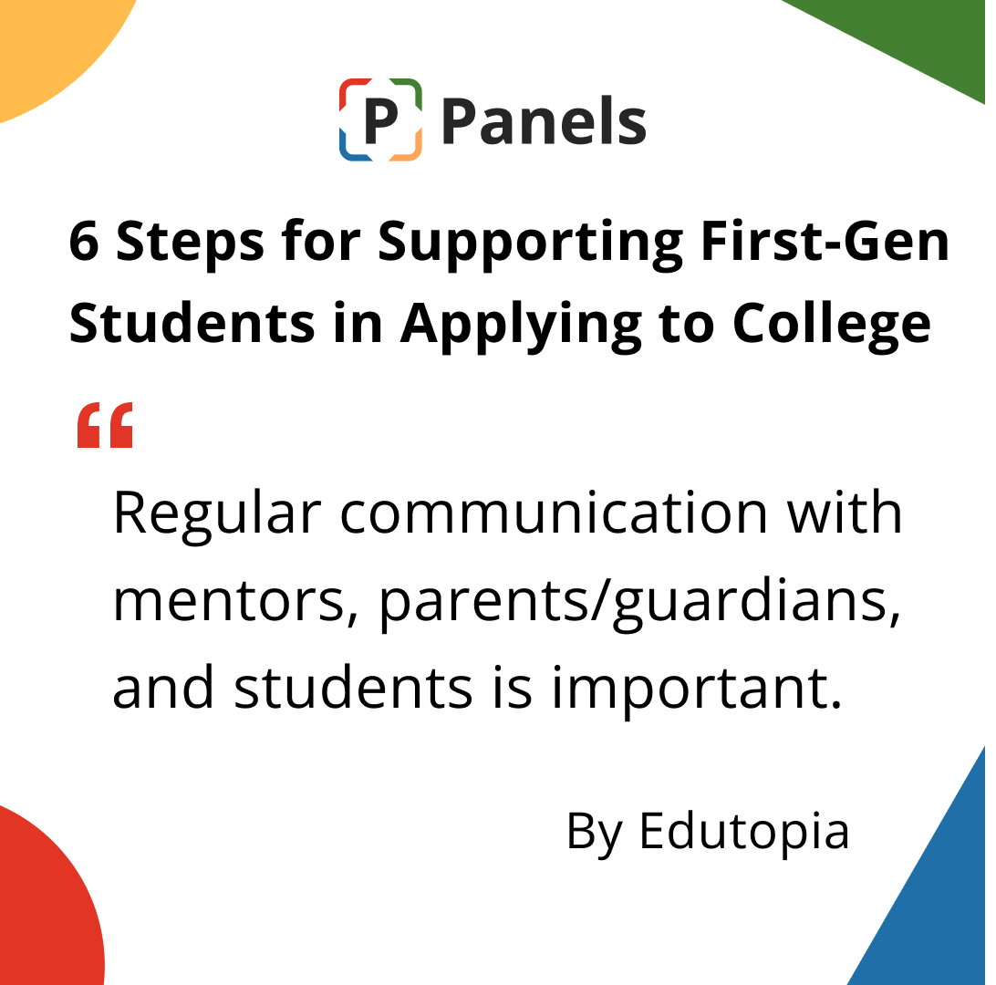 PanelLogic's tweet image. Supporting first-gen students in college applications? Regular communication with mentors, parents, and students is key! Check out these 6 essential tips from Edutopia to ensure success. 

Read more: edutopia.org/article/suppor…

#FirstGenStudents #CollegeSuccess #Classof2024