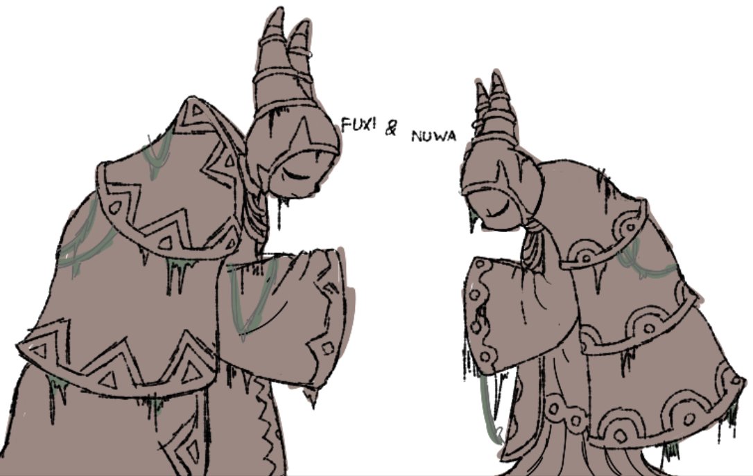tried drawing the statues outside the boss room #NineSols