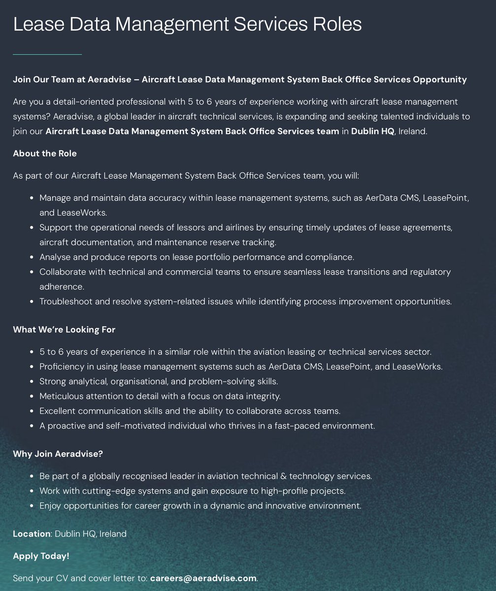 Let's get talking. Our business is experiencing unprecendented growth and has many exciting projects lined up for 2025. Because of this we are on the hunt for the best talent. Take a look at our careers page at aeradvise.com