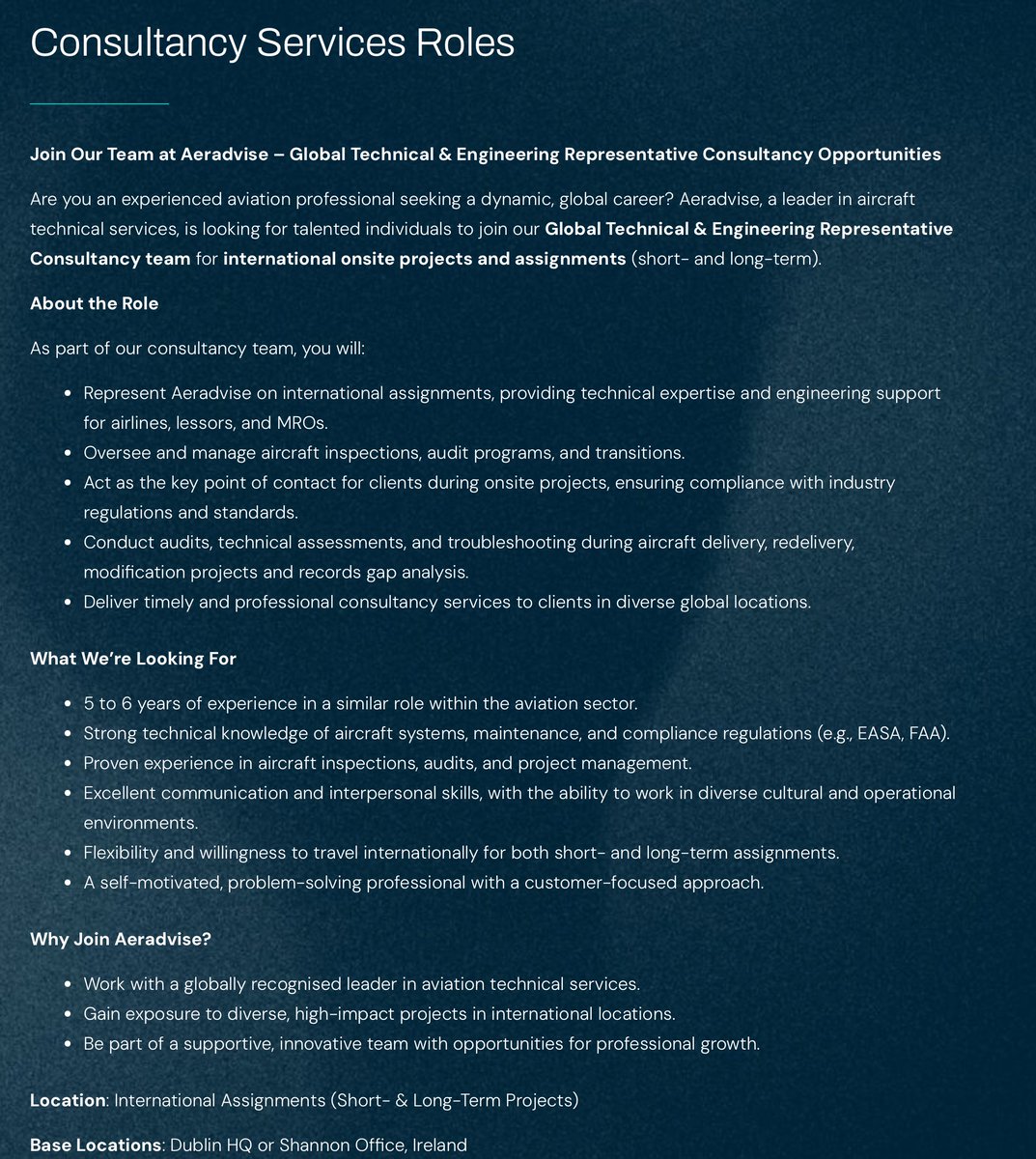 Let's get talking. Our business is experiencing unprecendented growth and has many exciting projects lined up for 2025. Because of this we are on the hunt for the best talent. Take a look at our careers page at aeradvise.com