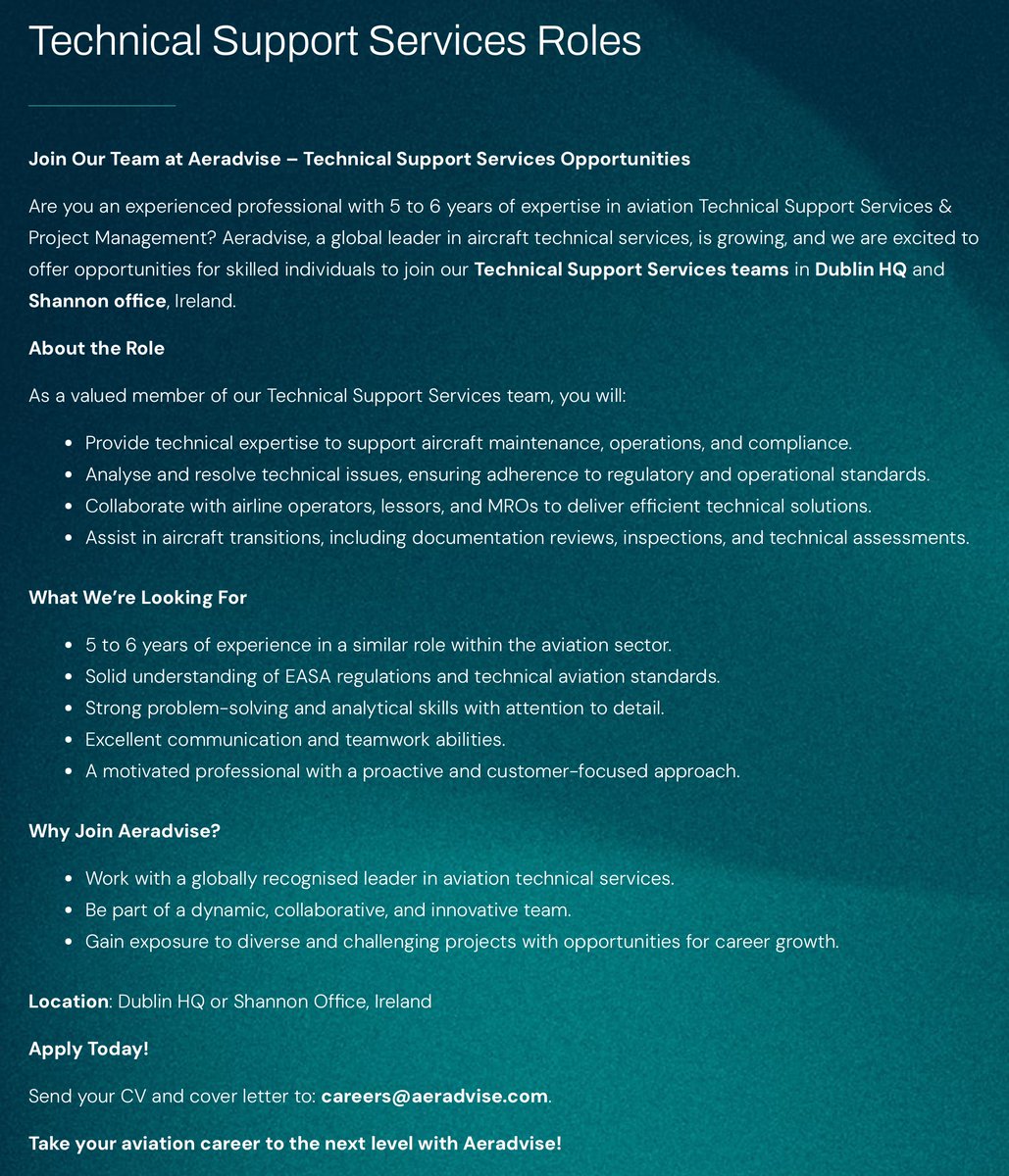Let's get talking. Our business is experiencing unprecendented growth and has many exciting projects lined up for 2025. Because of this we are on the hunt for the best talent. Take a look at our careers page at aeradvise.com