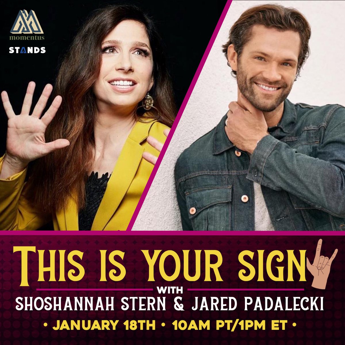 BeMomentus's tweet image. Ready to have some fun &amp;amp; dive into something new?? Join #ShoshannahStern for a fun #ASL workshop with star pupil &amp;amp; inappropriate gesture enthusiast @jarpad! Get tickets on @shopstands now: shopstands.com/collections/su…