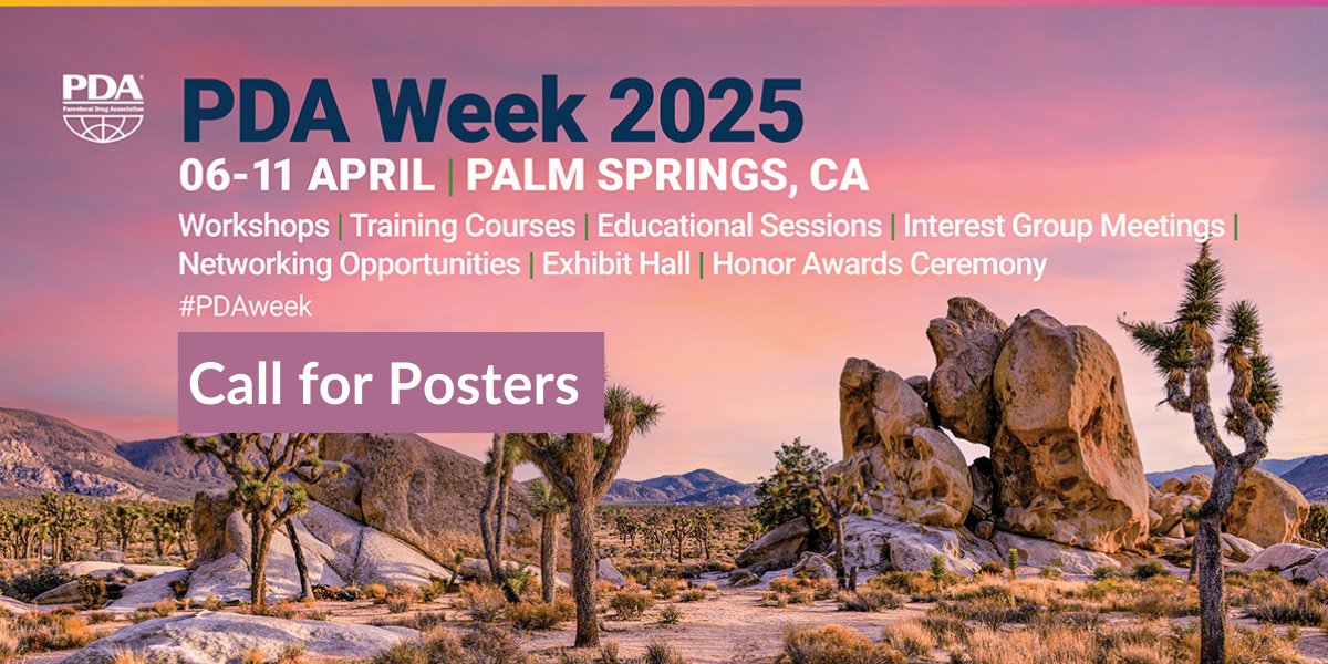 PDA Week 2025-Late Breaking Poster Submission Deadline Extended Through January.

Share your expertise and shape the future of pharmaceutical and biopharmaceutical manufacturing at PDA Week 2025.

Deadline: 30 January 2025.

Submit here: hubs.ly/Q030nbP_0

#PDAweek
