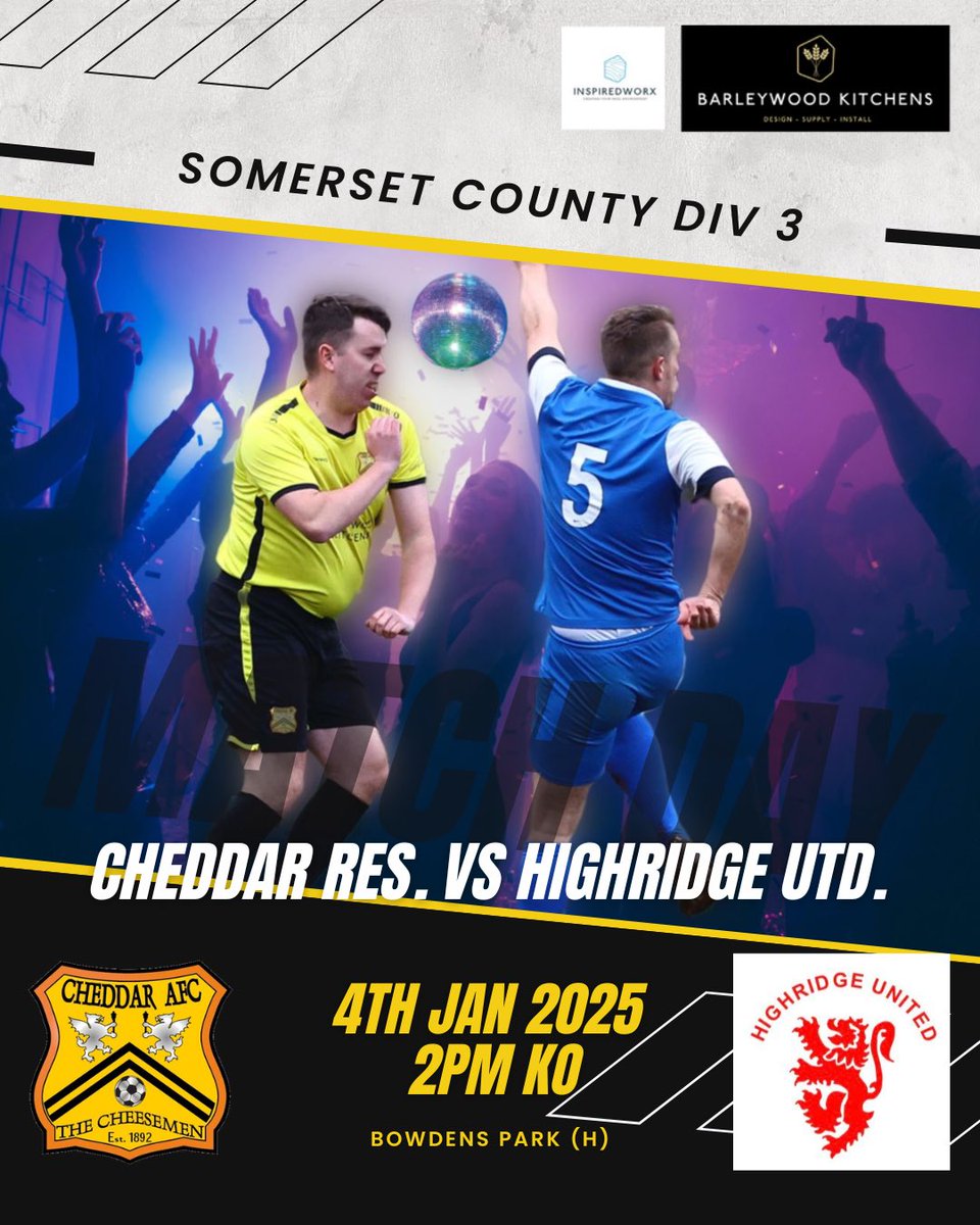 CheddarReserves's tweet photo. THIS SATURDAY!! ⚽️

The Reserves welcome @Highridgefc to Bowdens Park tomorrow afternoon with our first fixture of 2025! 

#UTFC 🧀 https://t.co/4M2EJSD6GJ