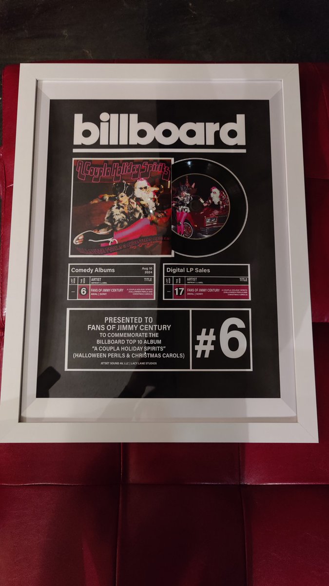 Look what arrived!!
Our #Billboardtop10 plaque for entering the Billboard charts at #6!! Fans of Jimmy Century!!