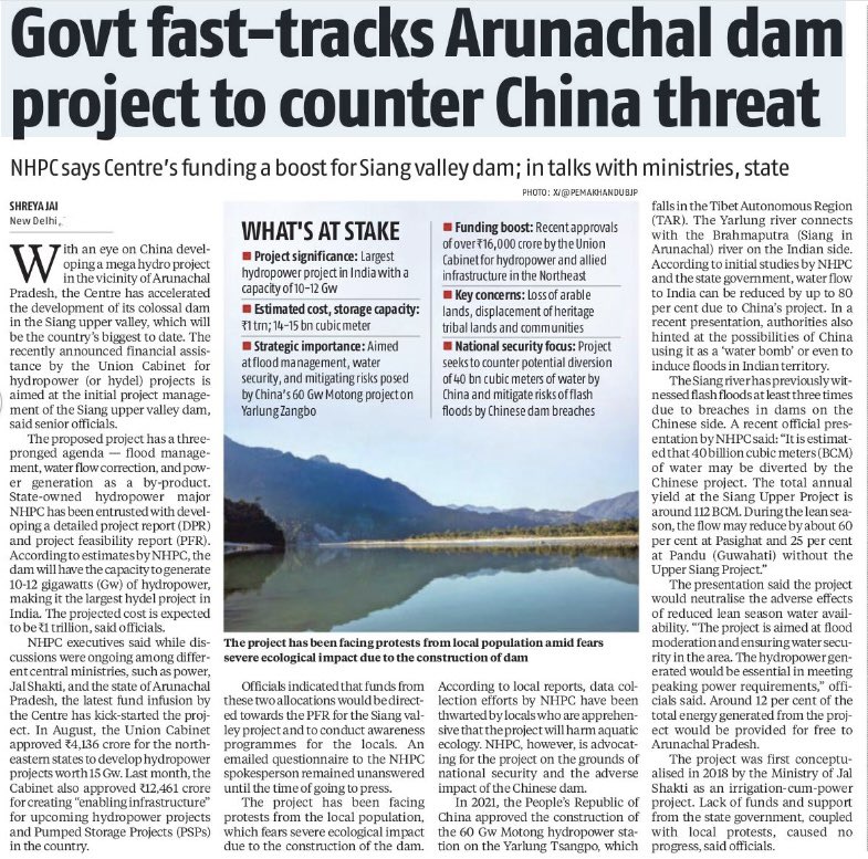 Lakshay Mehta (@lakshaymehta31) on Twitter photo <a href="/TimesAlgebraIND/">Times Algebra</a> India fast-tracks 10 GW MEGA hydropower project on the Siang river in Arunachal Pradesh 🔥
It is designed to create buffer storage and counterbalance China’s dam. <a href="/TimesAlgebraIND/">Times Algebra</a> India fast-tracks 10 GW MEGA hydropower project on the Siang river in Arunachal Pradesh 🔥
It is designed to create buffer storage and counterbalance China’s dam.