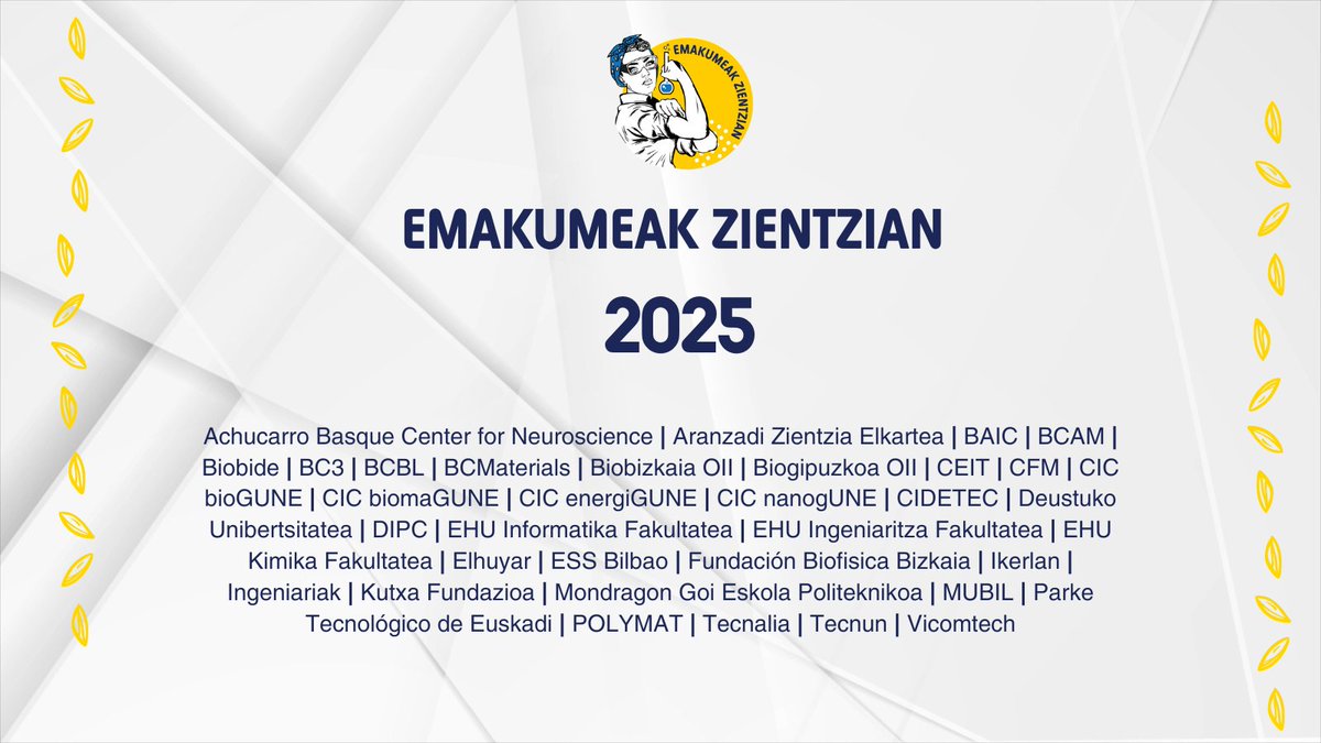 📢 #EmakumeakZientzian 2025 martxan da! 📢

2017tik emakumeak zientzian ikusgai egitea, estereotipoak apurtzea eta bokazio zientifikoak sustatzea du helburu. Aurten, 35 erakundek sinatu dute lankidetza-hitzarmena. 🌟

🌱 Hasi gara hazia ereiten... laster xehetasun gehiago!