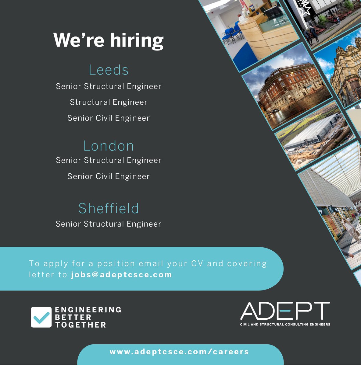 Adept Consulting Engineers (@adeptcsce) on Twitter photo Looking for a career change in 2025? Join Adept in Leeds, Sheffield, or London! We’re a people-focused civil & structural engineering firm with exciting projects, including a 37-storey tower & a 1.1M sq ft warehouse.
✉️ jobs@adeptcsce.com
#CareerOpportunities #EngineeringJobs Looking for a career change in 2025? Join Adept in Leeds, Sheffield, or London! We’re a people-focused civil & structural engineering firm with exciting projects, including a 37-storey tower & a 1.1M sq ft warehouse.
✉️ jobs@adeptcsce.com
#CareerOpportunities #EngineeringJobs