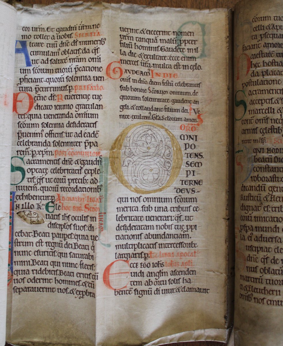 An early 12th century service book was re-used and inadvertently saved when a paper valuation of the monastery's property at the time of the dissolution in 1540-1541 was protected by using a few folios of the old manuscript. (WCM C871)