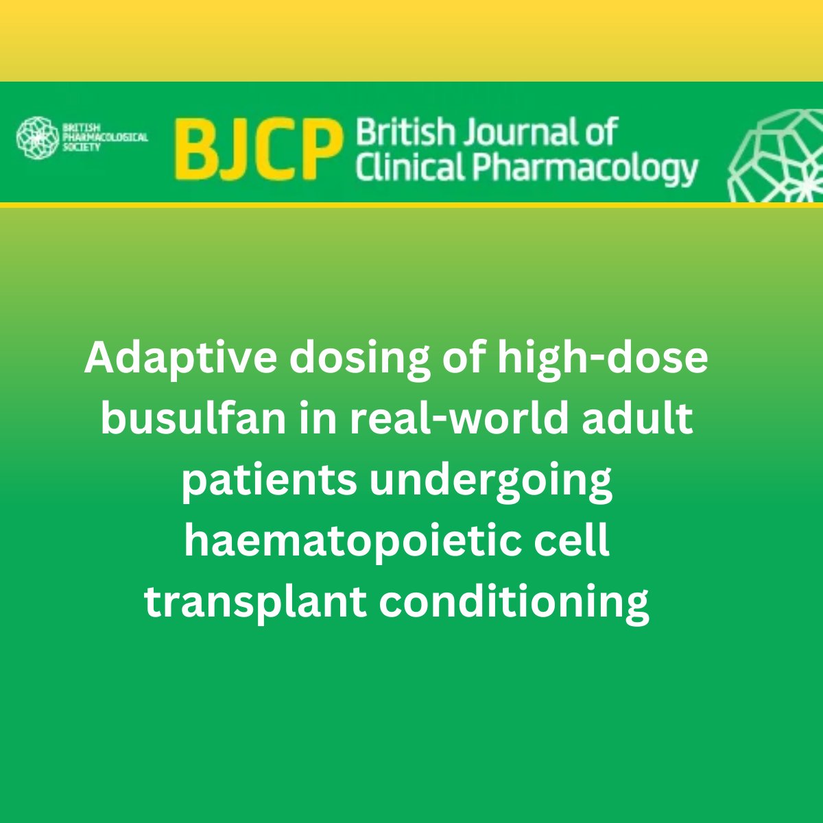 A new study concludes that the Bayesian adaptive dosing strategy significantly improves the accuracy of achieving the target busulfan AUC in patients undergoing HCT.

Published in British Journal of Clinical Pharmacology.

hubs.ly/Q030FncF0 | #Bayesian #AUC #HCT #Busulfan