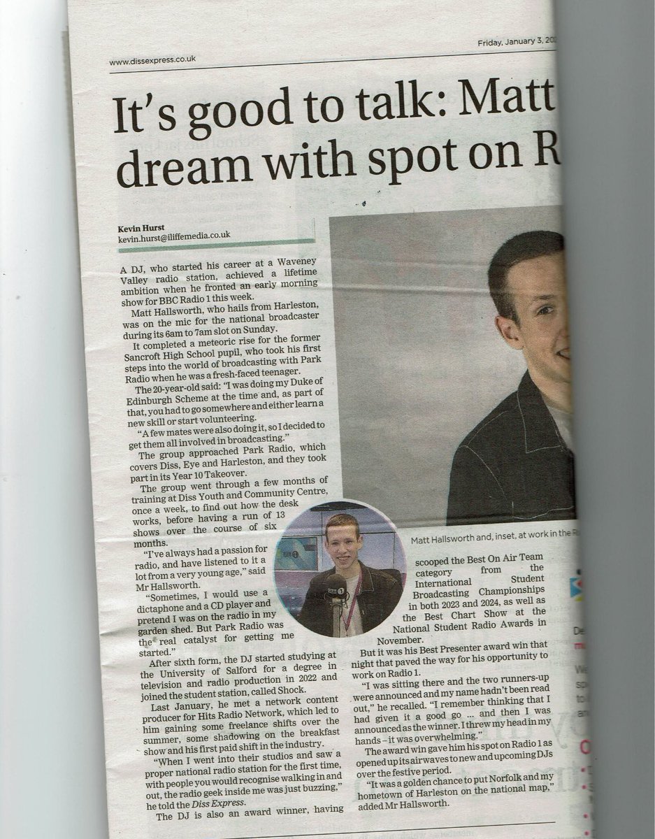 The Harleston Sancroft Academy (3-16 CofE School) (@sancroftacademy) on Twitter photo What a great article in today’s <a href="/Diss_Express/">Diss Express</a>
#SancroftToAnywhere💜 What a great article in today’s <a href="/Diss_Express/">Diss Express</a>
#SancroftToAnywhere💜
