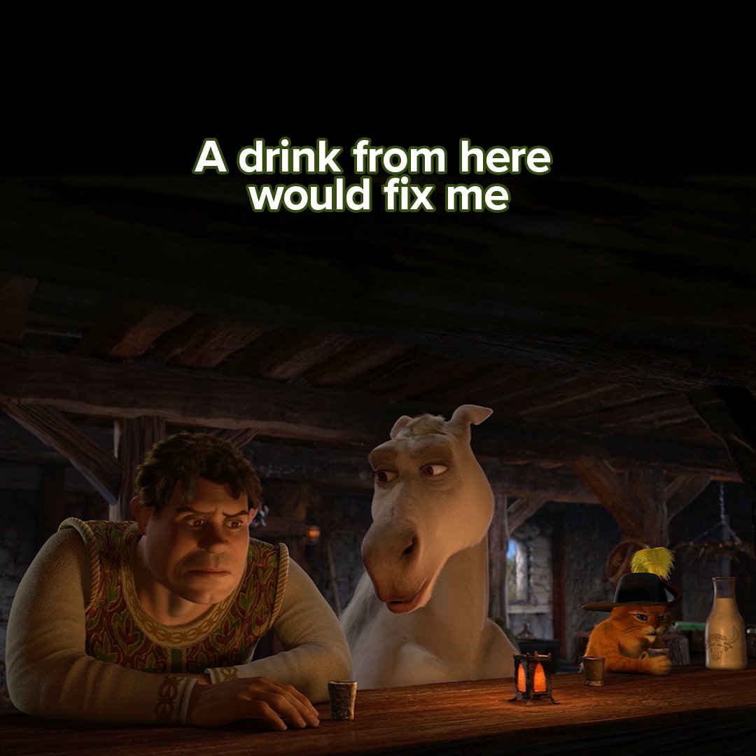 Shrek's tweet image. Holidays are over! If you need us, we’ll be at The Poison Apple.