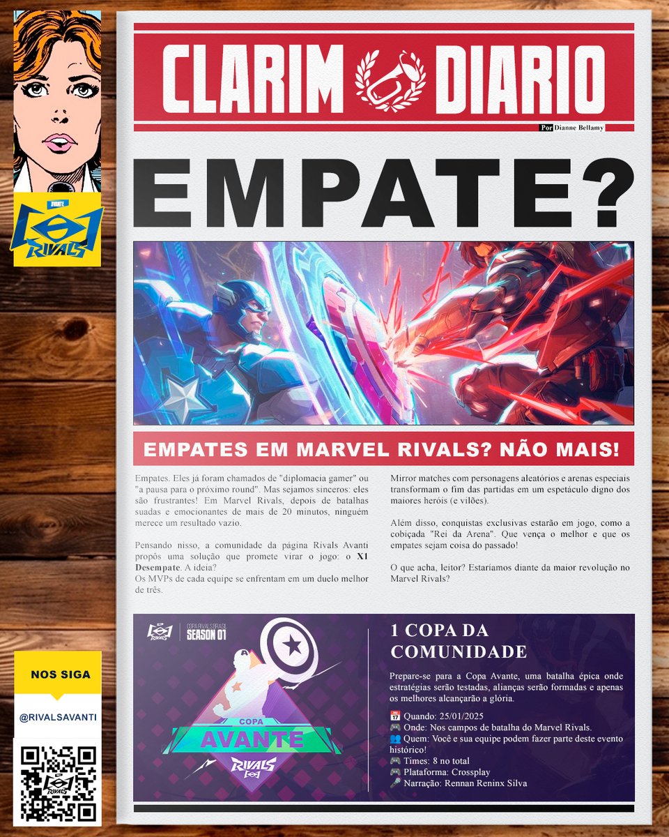 🎮 "Empates? Aqui não, amigo!" 🎮

Por Dianne Bellany, direto do Clarim Diário!

Fala, galera da Rivals Avanti! Vocês já ficaram com aquela sensação de “ué” depois de um empate em Marvel Rivals? Mais de 20 minutos jogando, adrenalina lá no alto, e... empate. Chato, né?

Mas