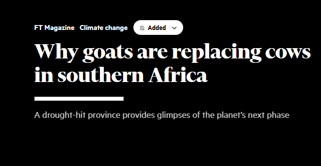 WandileSihlobo's tweet photo. I was not planning to put up another post today, but I received a Financial Times article from several friends asking if its thesis was correct. The article is titled "Why goats are replacing cows in Southern Africa." https://t.co/KiViZBLLFk