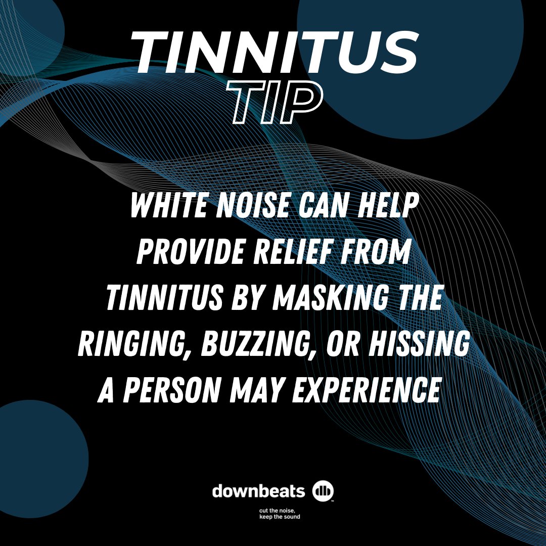 downbeats's tweet photo. White noise can provide relief for some people with tinnitus by masking the ringing, buzzing, or hissing. Please know that white noise doesn't cure tinnitus but it can help make symptoms less noticable. 

Wear DownBeats now and avoid music-related hearing damage later. https://t.co/OH2CSqdBu2