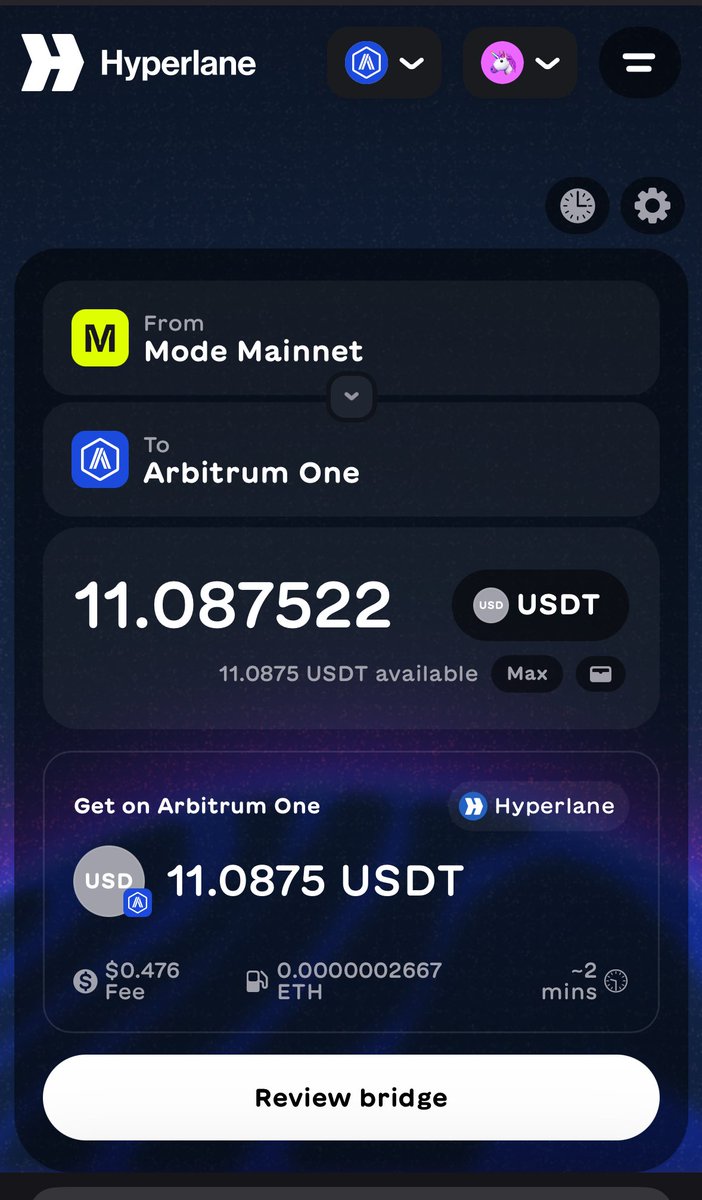 bigZUKO_'s tweet photo. 2) Mode ⏩ Arbitrum.

☘️ Get your Mode ETH and then make sure you swap some amount into Mode USDT using @SwapModeFi or @SupswapXyz ( use VPN ).

☘️ Now visit: https://t.co/6IwpID0pFP 

☘️ Connect your wallet and then bridge your Mode USDT to Arbitrum easily within 2 minutes. ( sometimes it takes less than 2 minutes ).

☘️ Note: After bridging Your Arb Usdt won’t show directly on your wallet but it will be visible on the website.

So you can wait for some minutes and then bridge the USDT from ARB back to Mode network. 

Total time spent: 2-3 minutes
Total fees spent: $1

⬇️