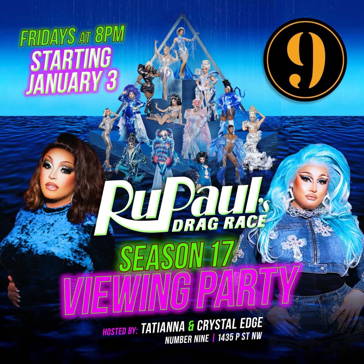 It’s a new season of Drag Race! 💦 TONIGHT!! Come watch the premiere of Season 17 with me and <a href="/TATIANNANOW/">TATIANNA</a> at <a href="/NumberNineDC/">Number Nine</a>! Episode at 8pm. See you tonight ✨