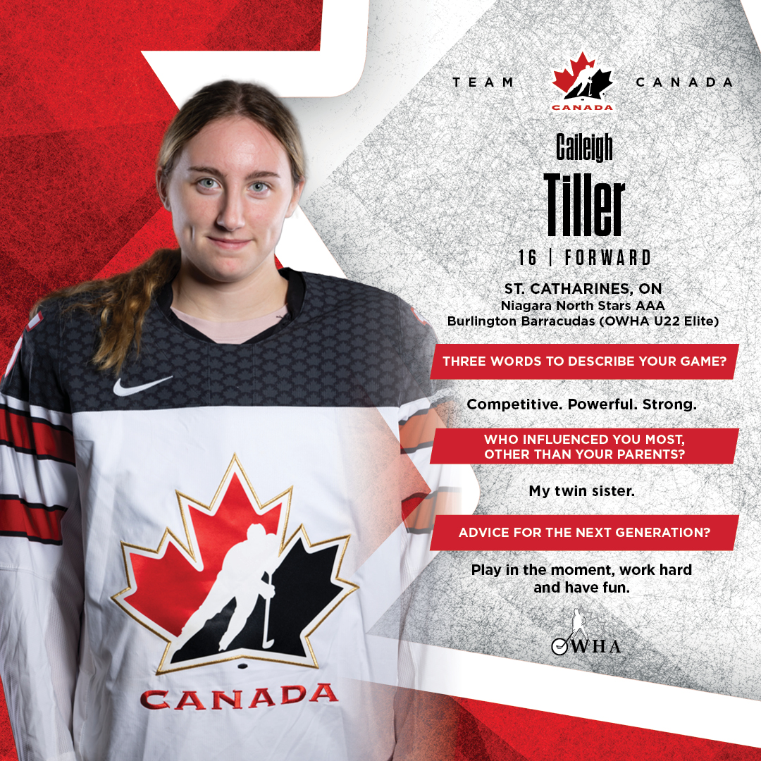Get to know Team Canada! 🇨🇦                           

Faites connaissance avec les joueuses d’Équipe Canada! 🇨🇦 

🍁 Maxine Cimoroni
🍁 Danica Maynard
🍁 Stryker Zablocki
🍁 Caileigh Tiller

#U18WomensWorlds | #MondialFémininM18