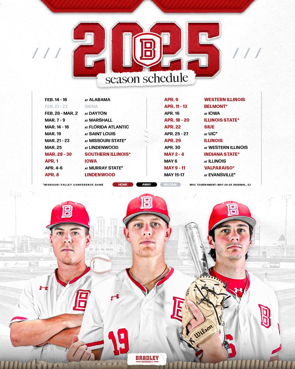 𝙈𝘼𝙍𝙆 𝙔𝙊𝙐𝙍 𝘾𝘼𝙇𝙀𝙉𝘿𝘼𝙍𝙎📅

Your 2025 Bradley Baseball Slate, starting in 4⃣2⃣ days!