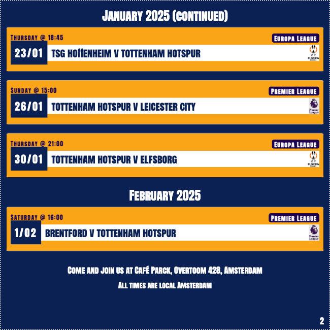 AmsterdamSpurs's tweet photo. Tottenham welcome the Toon, Saturday at 13.30 (Amsterdam time). Join us in Café Parck from 1PM (they are opening early). https://t.co/R5ab6VGAWM