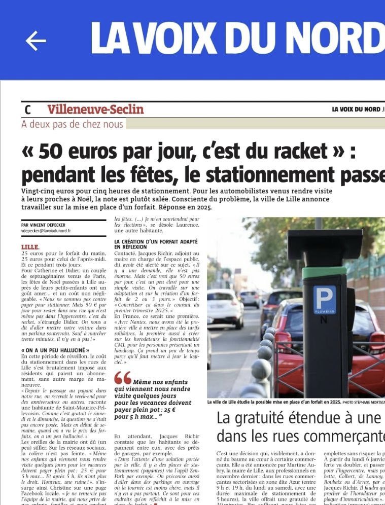 Merci <a href="/lillefrance/">Ville de Lille</a> pour votre guide du #stationnement payant et des zones tarifaires à #Lille ! Cependant, à l’approche de l’intégration de Bois-Blancs dans le dispositif dès le 7 janvier, il serait judicieux de proposer une cartographie complète et cohérente. Des parkings