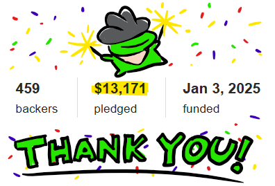 MetagameMike's tweet image. IT'S OVER! After 5 weeks, Kero Kero Cowboy is fully funded with the music gallery stretch goal achieved! 🎉
MASSIVE thanks to each and every one of you who made this possible! We did this TOGETHER! 🐸🤝🐸