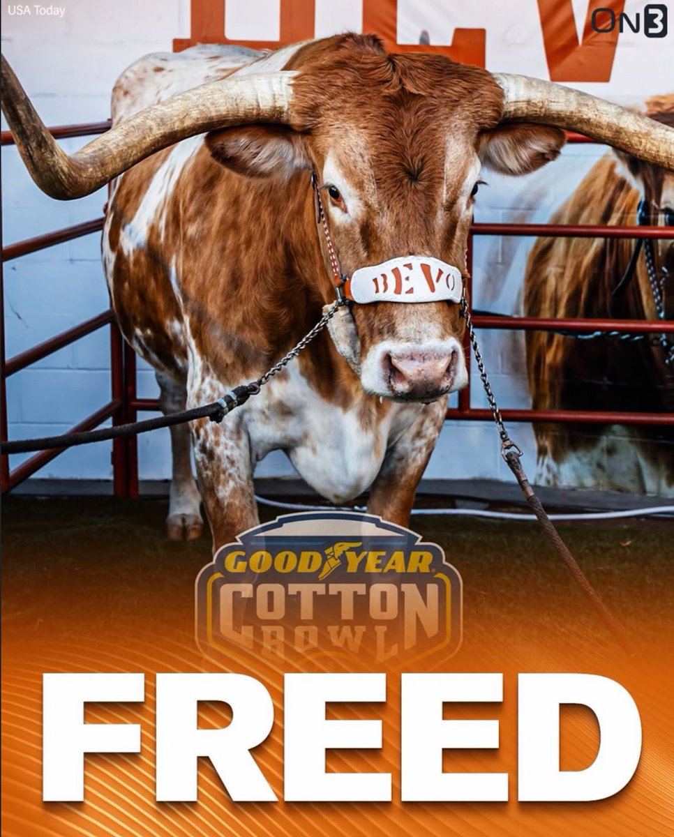 Bevo is BACK🤘

After being exiled from the Peach Bowl, Bevo will be allowed at the Cotton Bowl🐂