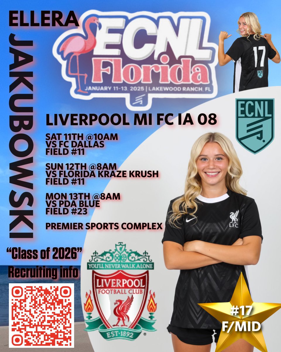Ellera Jakubowski (@ejakubowski4) on Twitter photo So excited for the first showcase in 2025! Come check us out at the ECNL Florida showcase!! <a href="/LFCIAMichigan/">Liverpool FC International Academy Michigan</a> <a href="/ImYouthSoccer/">ECNL/GA/Recruiting/College Soccer</a> So excited for the first showcase in 2025! Come check us out at the ECNL Florida showcase!! <a href="/LFCIAMichigan/">Liverpool FC International Academy Michigan</a> <a href="/ImYouthSoccer/">ECNL/GA/Recruiting/College Soccer</a>