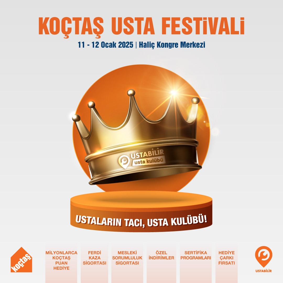 Ustalar bizim baş tacımız! Usta Kulübü de ustaların baş tacı oluyor! Daha fazlasını konuşmak için festivalde buluşuyoruz! 🎉
​
📅 Tarih: 11-12 Ocak​
📍 Yer: Haliç Kongre Merkezi​

#Koçtaş #Festival #Ustabilir #Usta