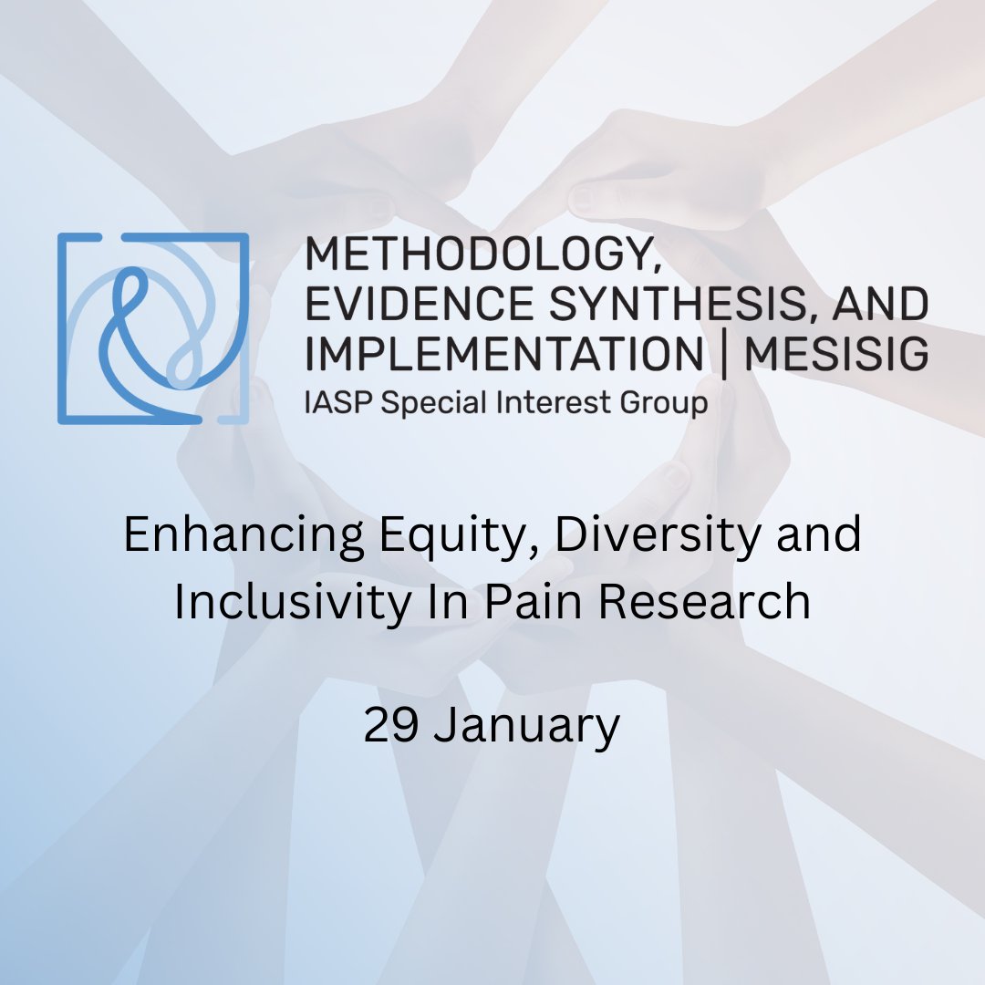 Register now for this #webinar from @IASP’s Methodology, Evidence Synthesis, and Implementation Special Interest Group about enhancing equity, diversity, and inclusivity in #painresearch bit.ly/4gddrrs #PRF
