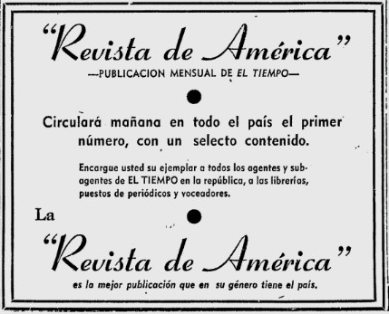 RevDeAmerica's tweet photo. ¡Ya viene! 
Espere a partir de mañana la Revista de América. Una publicación mensual de @ELTIEMPO.
3 de enero de 1945 https://t.co/5BXhqAhrAd