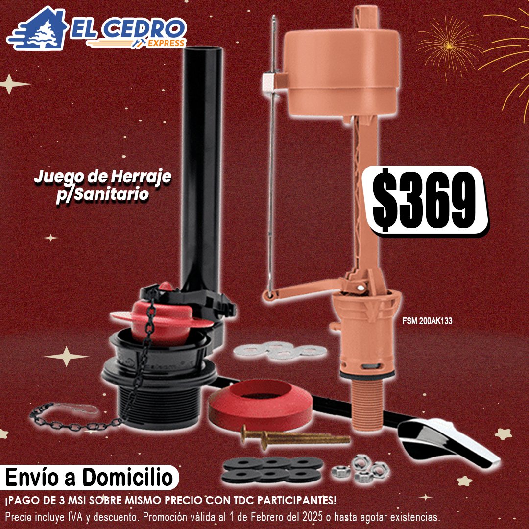 CedroFerreteria's tweet image. ¡Visítanos en nuestras Sucursales Express⚡Adeltias y Berriozábal! Te atendemos de manera rápida y personalizada

✅ Juego de herrajes #Fluidmaster / $369

⚠️ Precio incluye IVA y descuento.
⚠️ Promoción válida hasta el 1 de febrero del 2025 o agotar existencias.

#CiudadVictoria