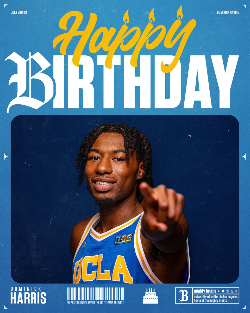 Wishing a 𝑯𝒂𝒑𝒑𝒚 𝑩𝒊𝒓𝒕𝒉𝒅𝒂𝒚 to Bruins’ guard Dominick Harris‼️

#GoBruins 🏀🥳🎂