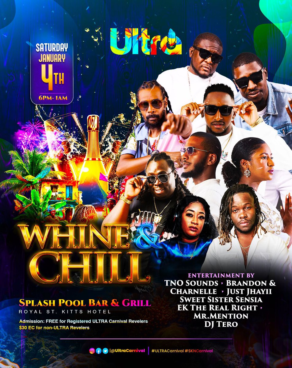 🥂🎉 𝐂𝐡𝐞𝐞𝐫𝐬 𝐭𝐨 𝟕 𝐬𝐭𝐫𝐚𝐢𝐠𝐡𝐭 𝐯𝐢𝐜𝐭𝐨𝐫𝐢𝐞𝐬! 

The celebration continues at ULTRA: 𝗪𝐡𝐢𝐧𝐞 + 𝐂𝐡𝐢𝐥𝐥 tomorrow, 𝐒𝐚𝐭𝐮𝐫𝐝𝐚𝐲, 𝐉𝐚𝐧𝐮𝐚𝐫𝐲 𝟒𝐭𝐡 at 𝐒𝐩𝐥𝐚𝐬𝐡 𝐏𝐨𝐨𝐥 𝐁𝐚𝐫 &amp; 𝐆𝐫𝐢𝐥𝐥 (Royal St. Kitts Hotel)