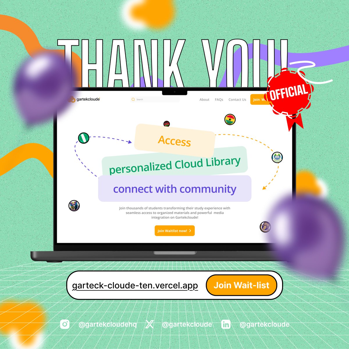 Thank you for being part of our story! This is Just the beginning 💥

Our waitlist is officially live, and we’re inviting you to be among the first to join this Gartekcloude movement 🚀

👉 Join the waitlist here: garteck-cloude-ten.vercel.app

Stay with us, best friends!🧡✨