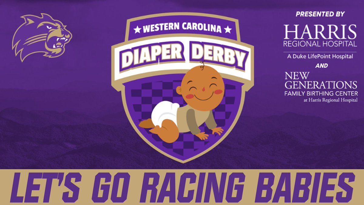 Catamounts's tweet image. Fans, it’s the return of the Diaper Derby presented by Harris Regional Hospital and New Generations Family Birthing Center. Come out to our Men’s basketball game tomorrow, Jan 4th, and watch the smallest Catamount fans crawl to the finish line. The game begins at 3 pm and the…