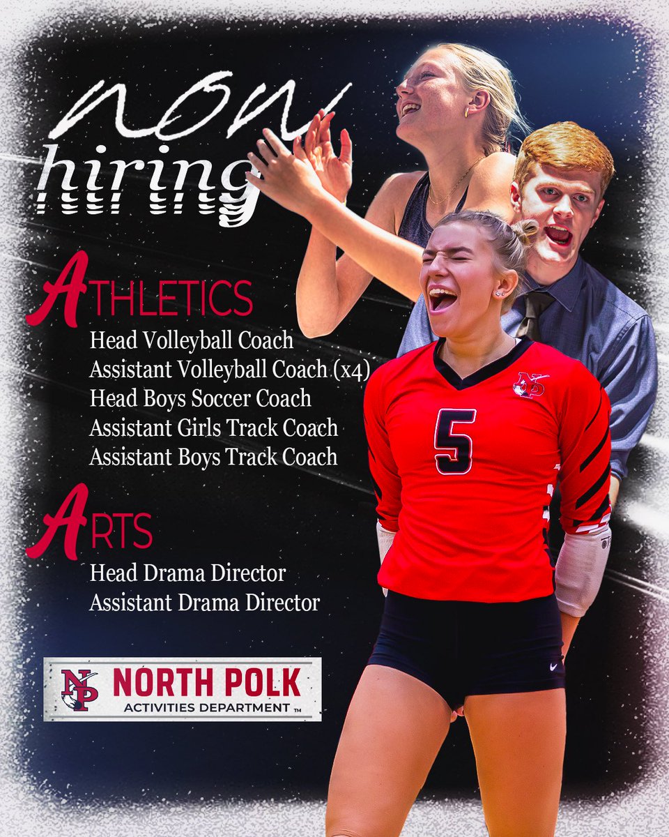 We are hiring! 

If interested in any of the following apply here applitrack.com/northpolk/onli…

Come be a part of the Comet Train that is rolling!! #GoComets