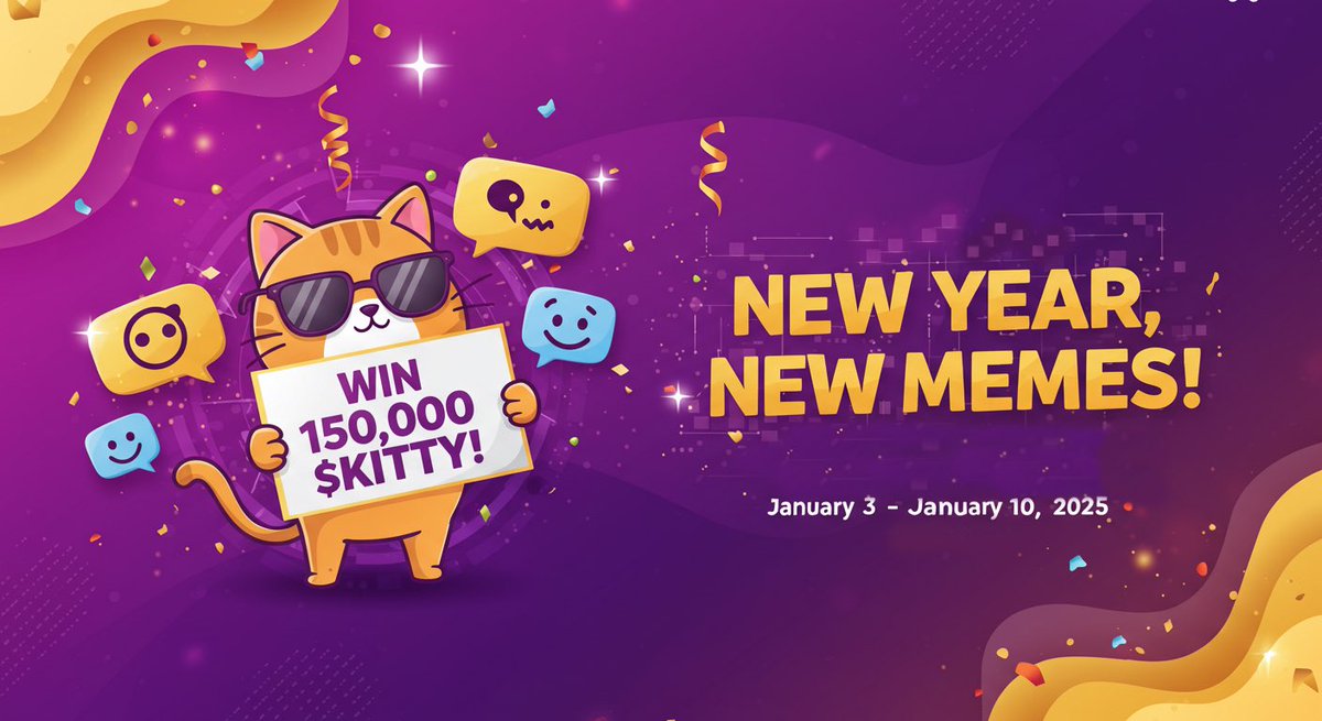 🚨 $KITTY MEME CONTEST ALERT 🚨

Theme: New Year, New Memes 🎉🐱

We’re kicking off 2025 with laughs and creativity! Show off your meme-making skills for a chance to win 150,000 $KITTY!

🎯 How to Enter:
1️⃣ Follow <a href="/Kitty0nSolana/">KITTY Kartel on Solana</a> on X (Twitter)
2️⃣ Join our Telegram (link in bio)