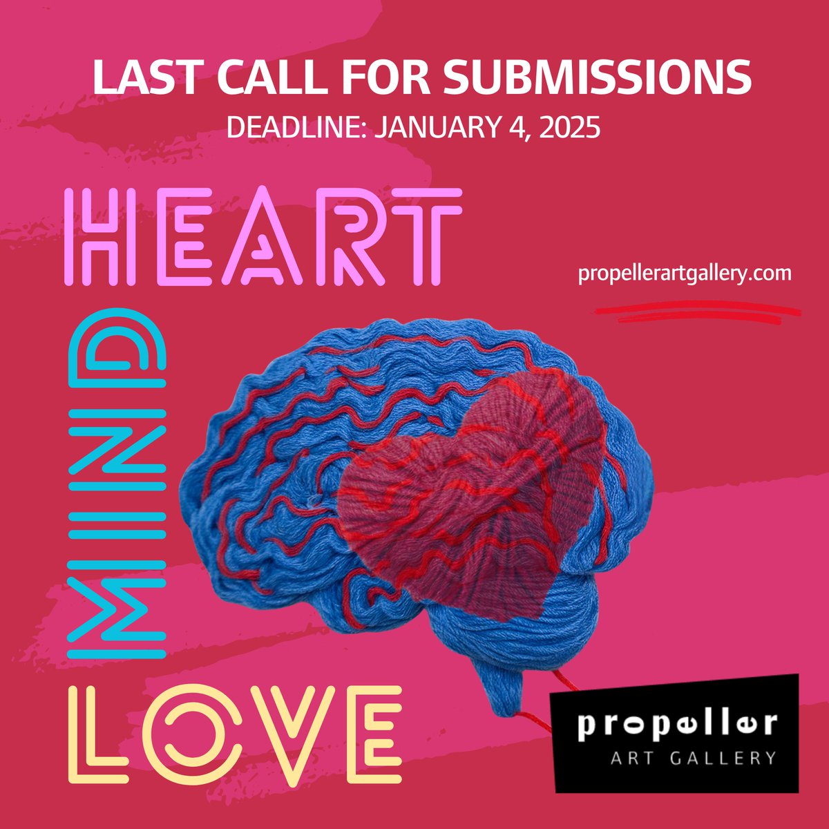 We invite you all to join Propeller members in exploring the theme Heart, Mind, Love, and celebrating it together. Submission deadline: January 4, 11:59 pm.
propellerartgallery.com/submissions/he…