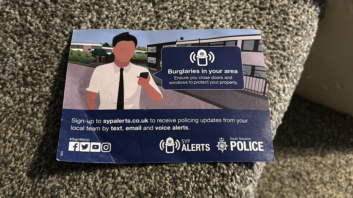 MDCopley's tweet photo. @syptweet hi can you contact me please as I’ve had a leaflet through my letterbox with a officers phone number to contact me.

I just want to check that the officer and phone number is legitimate please before I engage in any conversation. https://t.co/5zOQQ6hXGN