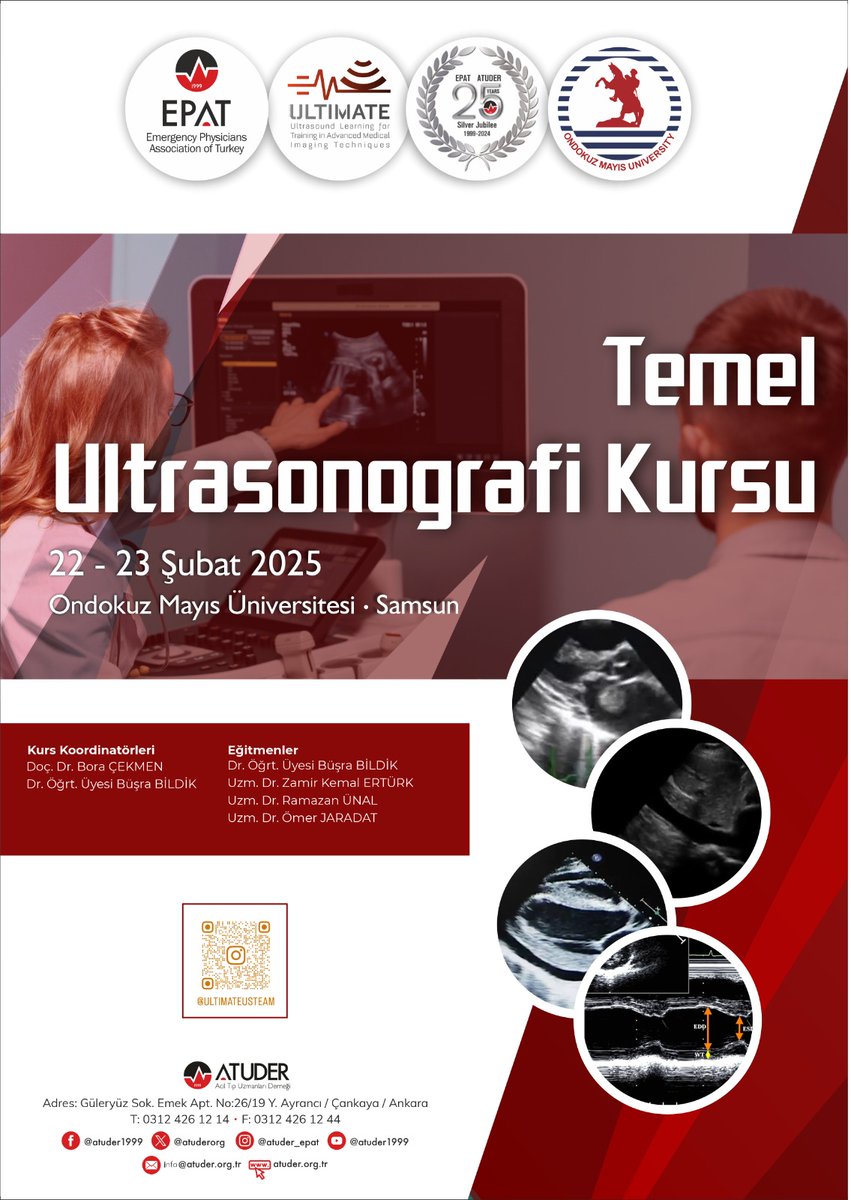 Temel Ultrasonografi Kursu 22-23 Şubat 2025 Samsun <a href="/BoraATUokm/">Bora Cekmen</a>  @atis_emre <a href="/atuderorg/">ATUDER - EPAT</a>