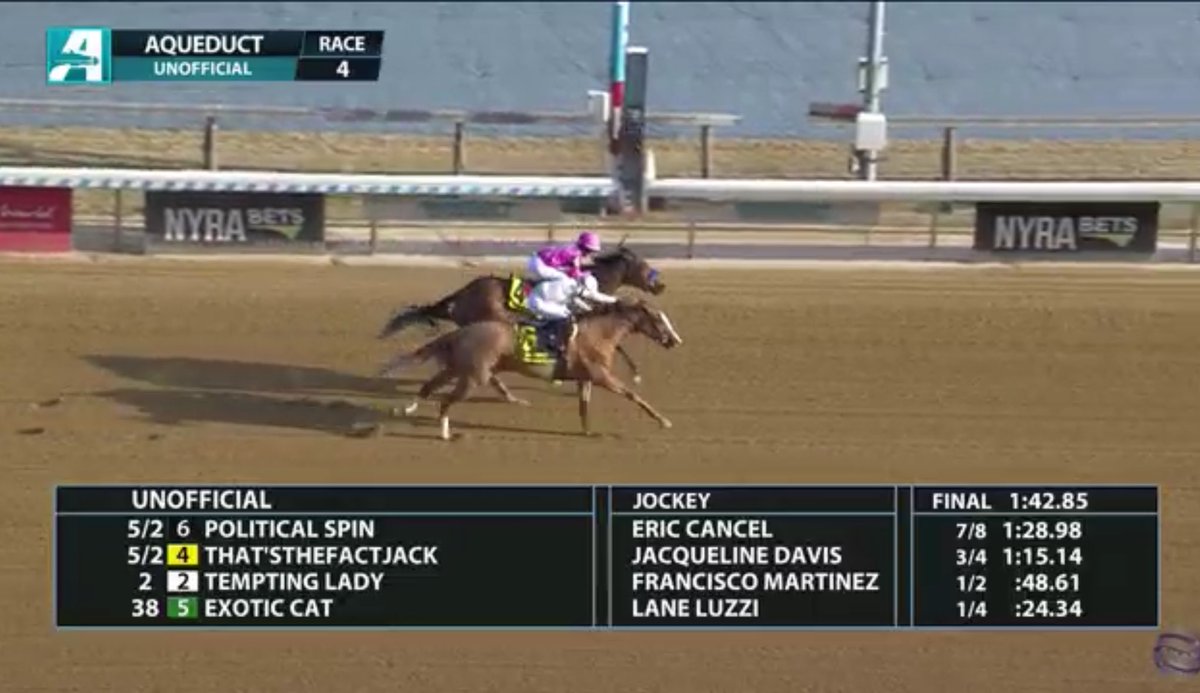 Political Spin (Collected) wins the photo with Eric Cancel aboard!