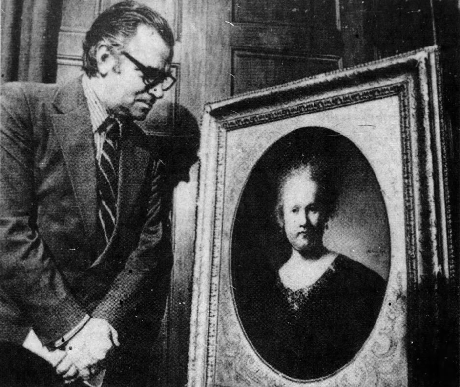 Anthony Amore (@anthonymamore) on Twitter photo On this day in 1975, <a href="/mfaboston/">Museum of Fine Arts, Boston</a> announced the recovery of Rembrandt's Portrait of a Young Woman in a Gold-Trimmed Cloak, stolen the previous April by unknown individuals. It was returned by an unidentified individual in a ski mask. Pictured is the MFA's acting director, Jan On this day in 1975, <a href="/mfaboston/">Museum of Fine Arts, Boston</a> announced the recovery of Rembrandt's Portrait of a Young Woman in a Gold-Trimmed Cloak, stolen the previous April by unknown individuals. It was returned by an unidentified individual in a ski mask. Pictured is the MFA's acting director, Jan